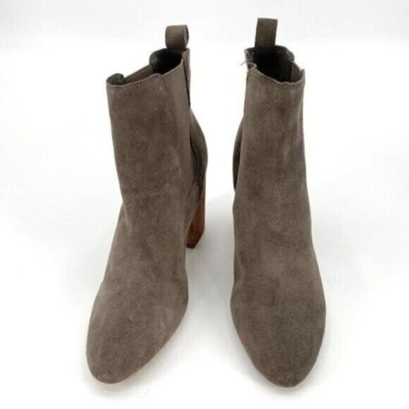 Steve Madden Taupe Suede Ravyn Boho Stacked Block Heel Pull On 9.5 Ankle Booties - Picture 2 of 8